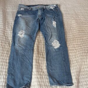 7 For All Mankind Relaxed Fit Distressed Blue Jeans